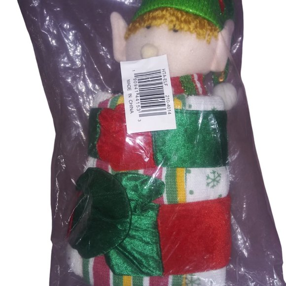 Lakeside Collection Holiday Hand and Bath Towels Set with Elf Plush Holder NEW - Picture 2 of 5
